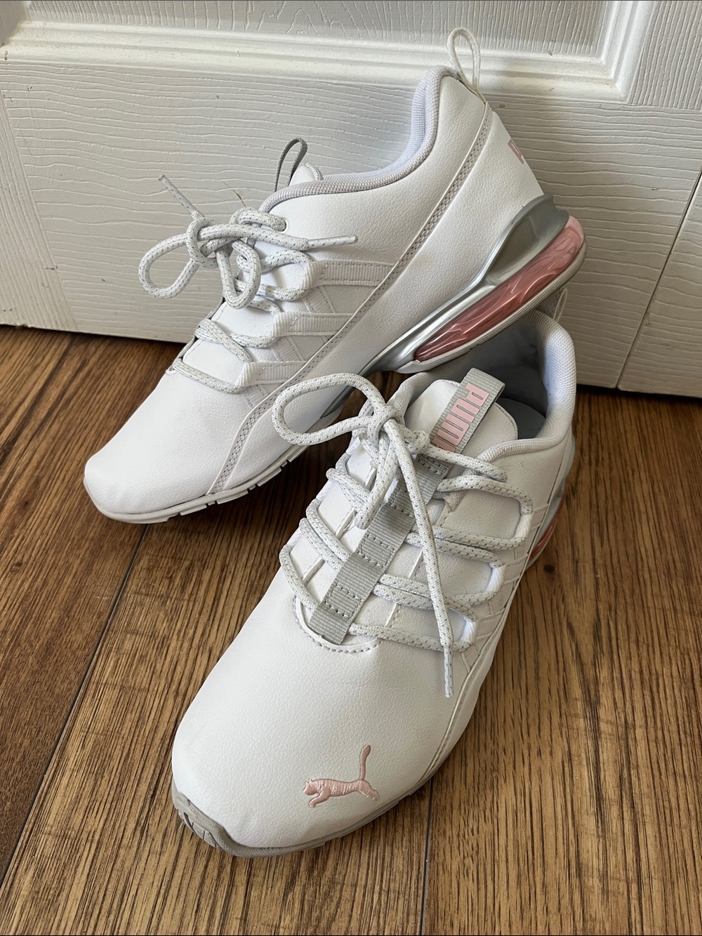 Puma White Athletic Sneakers with Light Pink Accents